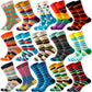 Colorful Striped Socks with Quality Plaid, Diamond Pattern, Argyle, and Geometric Harajuku Style - Combed Cotton Bliss for Your Feet