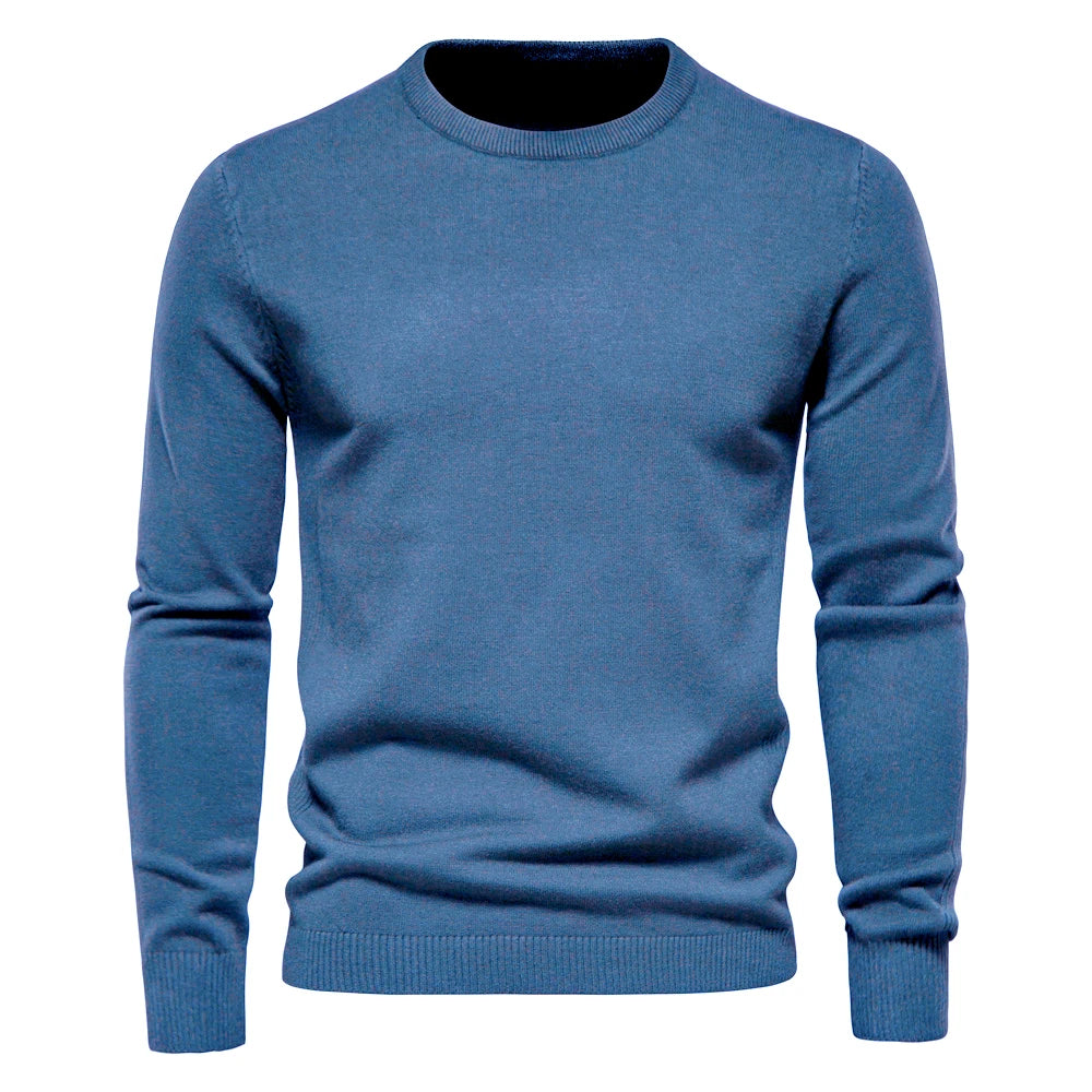 Thickness Pullover Men O-neck Solid Color Long Sleeve Warm Slim Sweaters Men Men's Sweater Pull Male Clothing