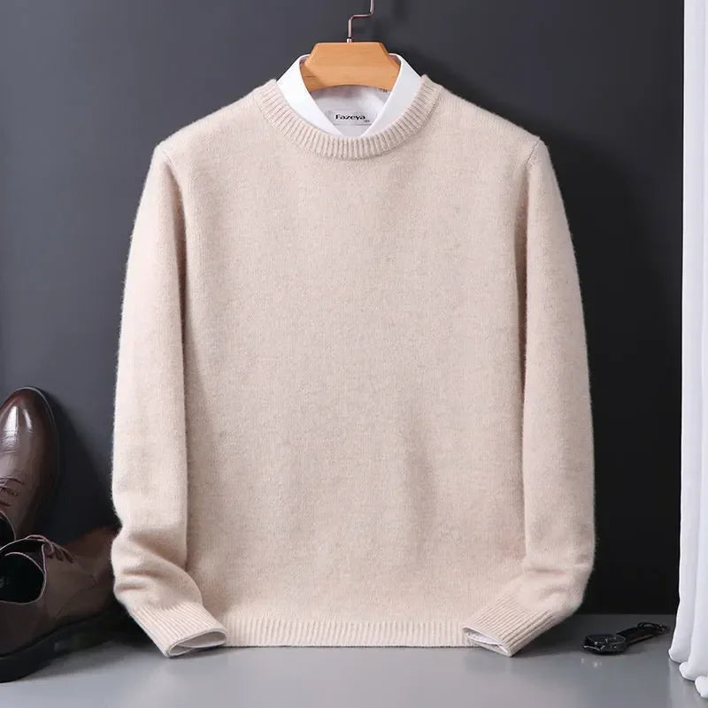 Cozy Autumn Essential Men's Oversized Knitted O-neck Effortlessly Stylish & Comfortable Pullover Sweater